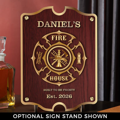 Personalized Fire House Firefighter Bar Sign