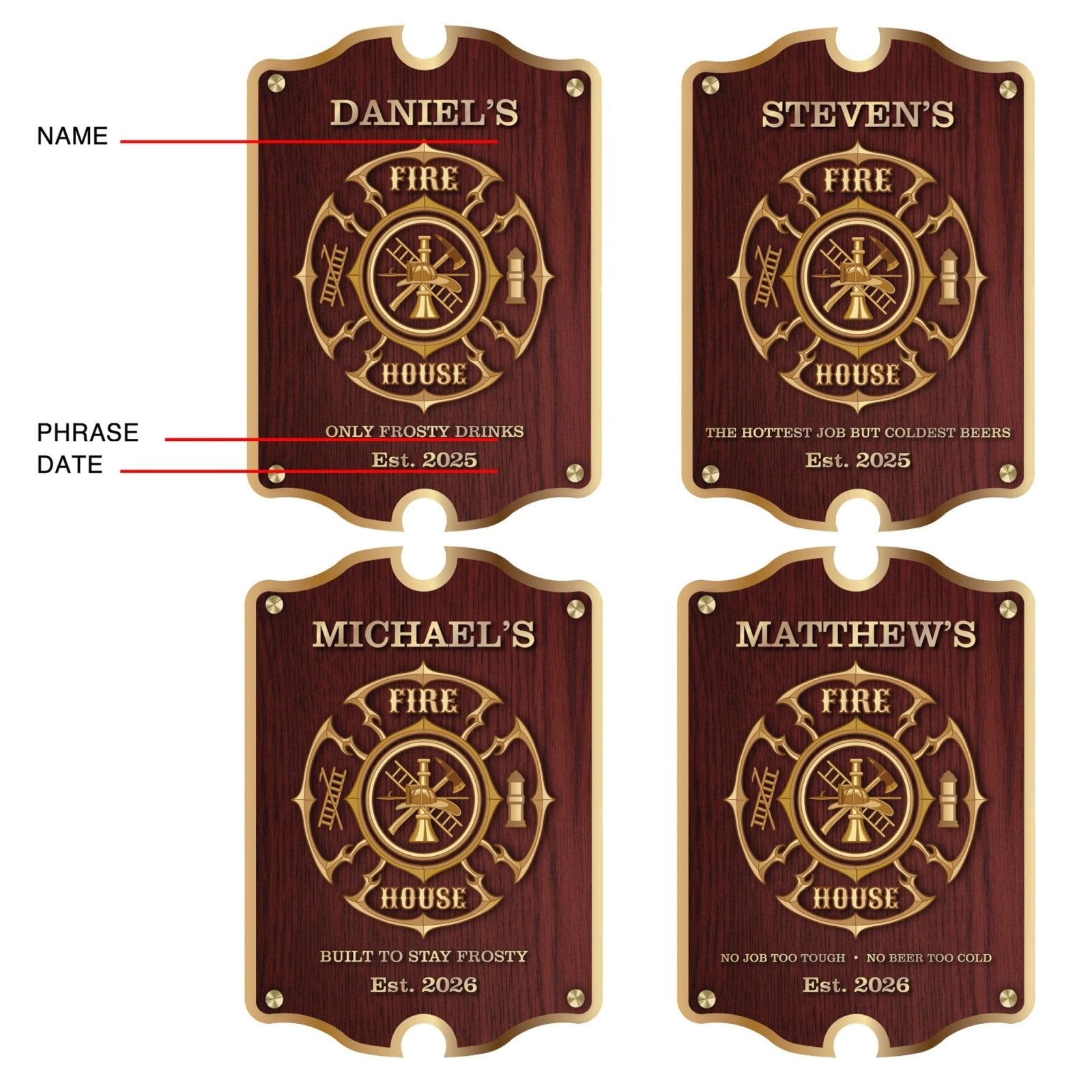 Personalized Fire House Firefighter Bar Sign