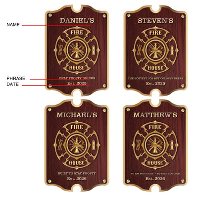 Personalized Fire House Firefighter Bar Sign