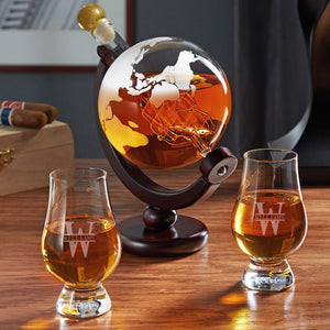 Globe Decanter + Two Glencairn Glasses