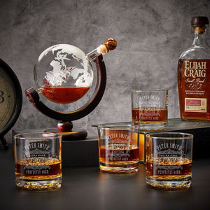 Globe Decanter + Four Glasses