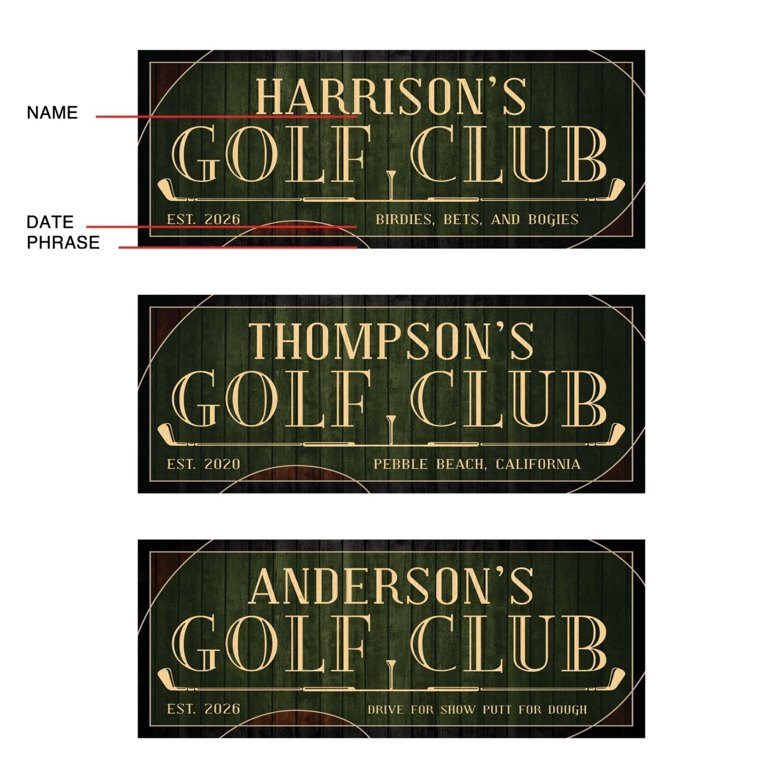 Personalized Golf Club Sign, Custom Golf Gift