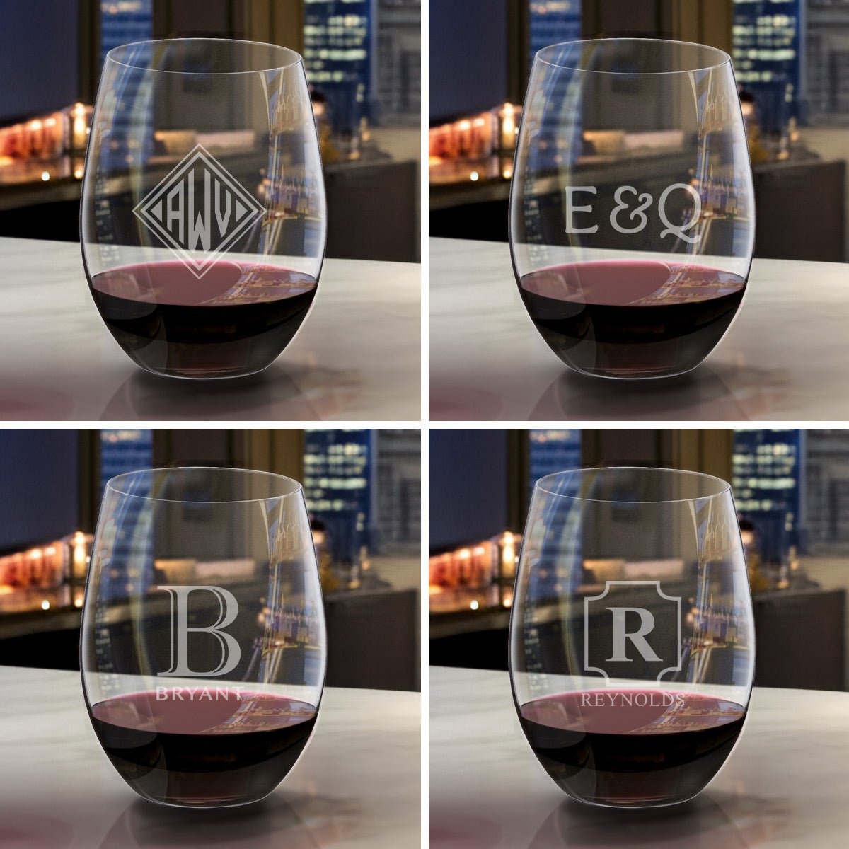 Personalized Stemless Riedel Wine Glasses, Cabernet/Merlot - Set of 2