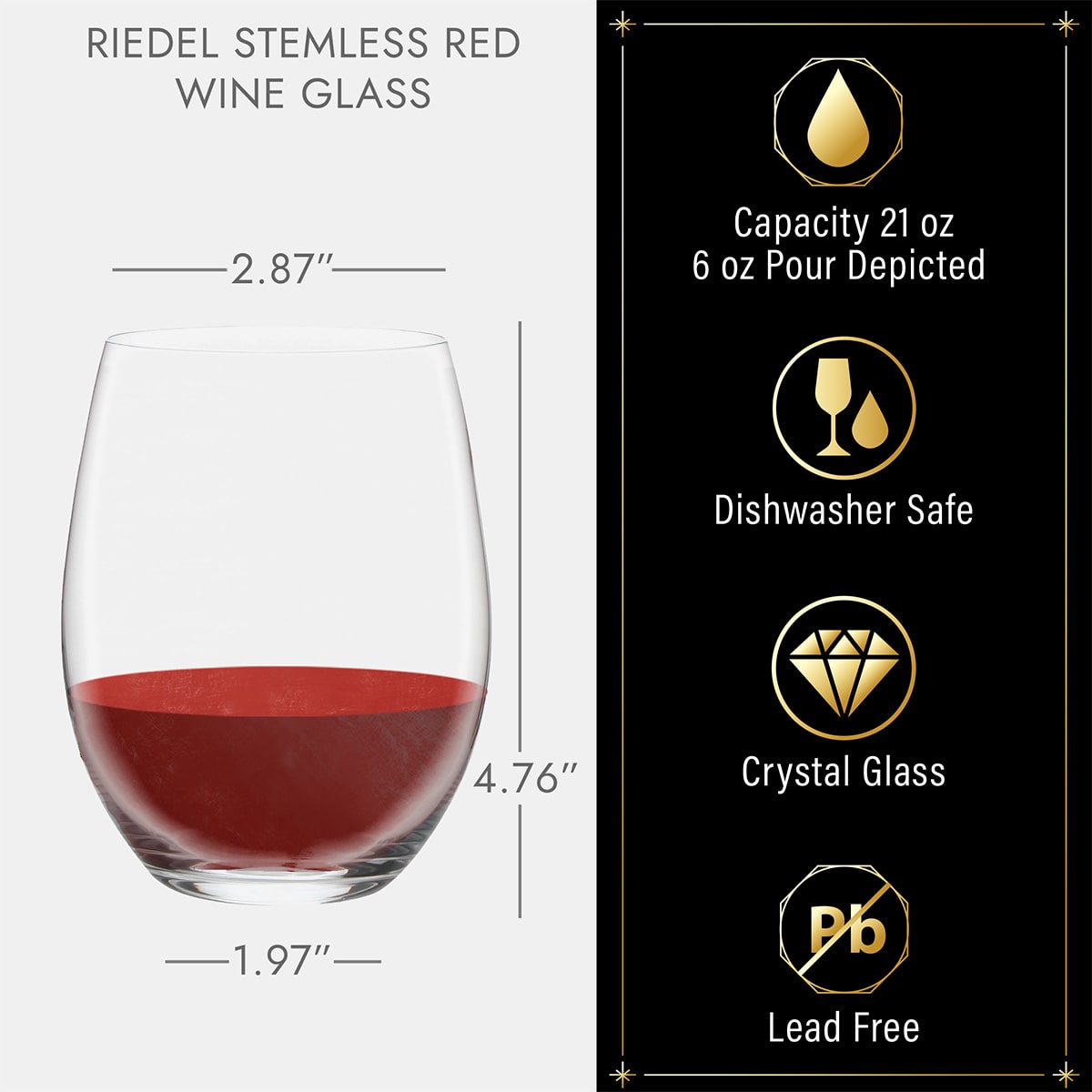 Personalized Stemless Riedel Wine Glasses, Cabernet/Merlot - Set of 2