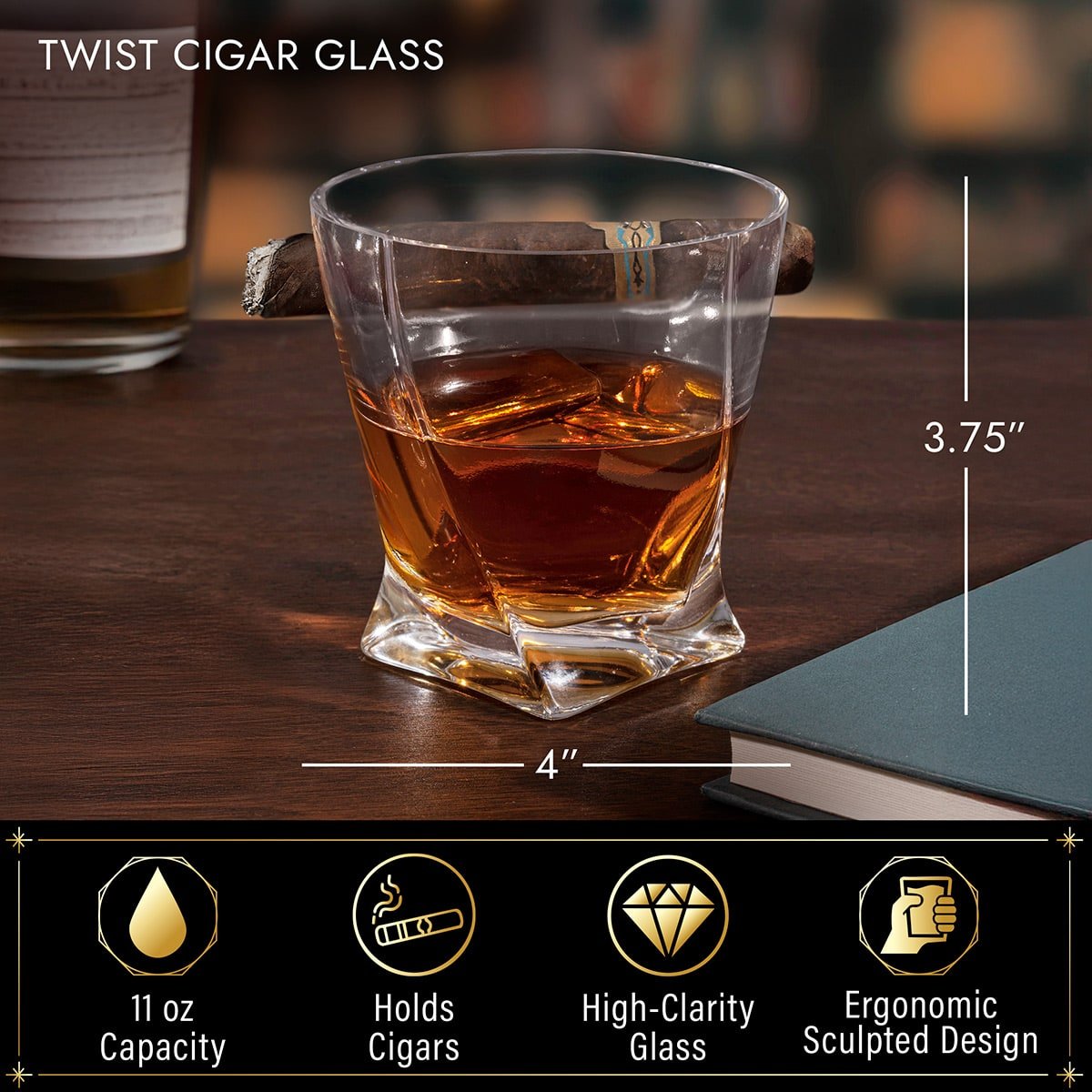 Personalized Twist Whiskey Cigar Glass