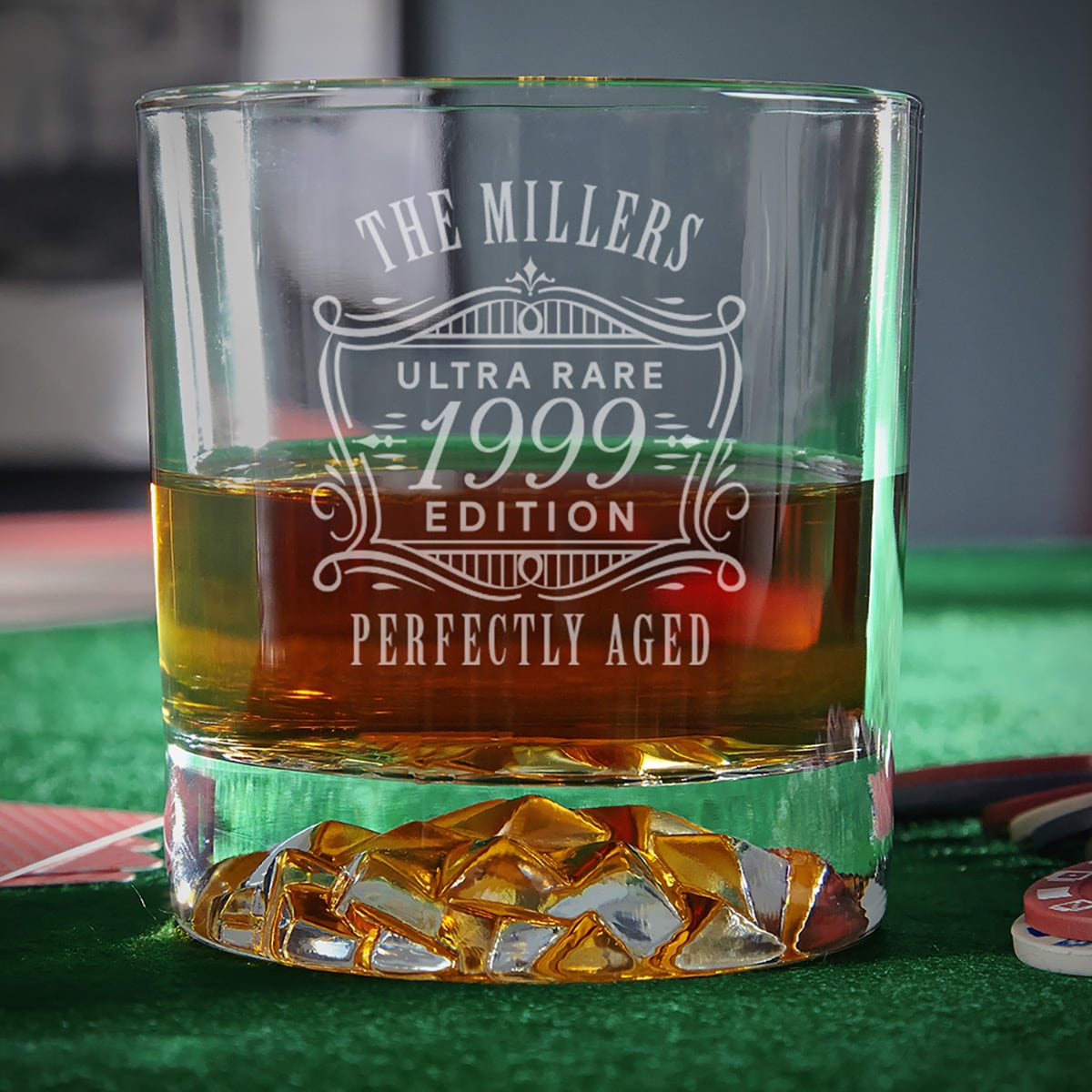 Personalized Whiskey Decanter Set with Glacier Bottom Glasses Boxed Set