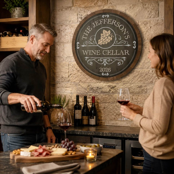 Wine Cellar Sign Personalized in Kitchen