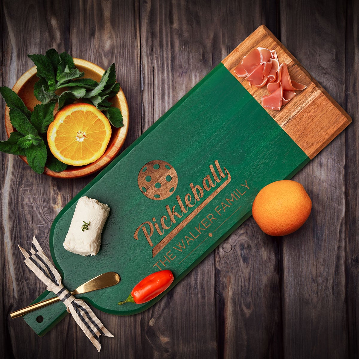 Pickleball Charcuterie Boards With Handle, Bamboo Pickleball Decorations Pickleball Charcuterie Boards With Handle, Bamboo Pickleball Decorations