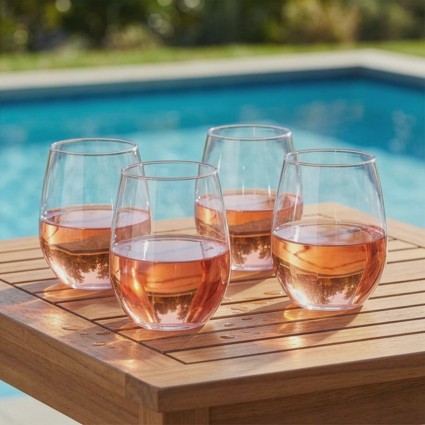 Poolside Custom Outdoor Wine Glasses - Shatterproof Set of 4