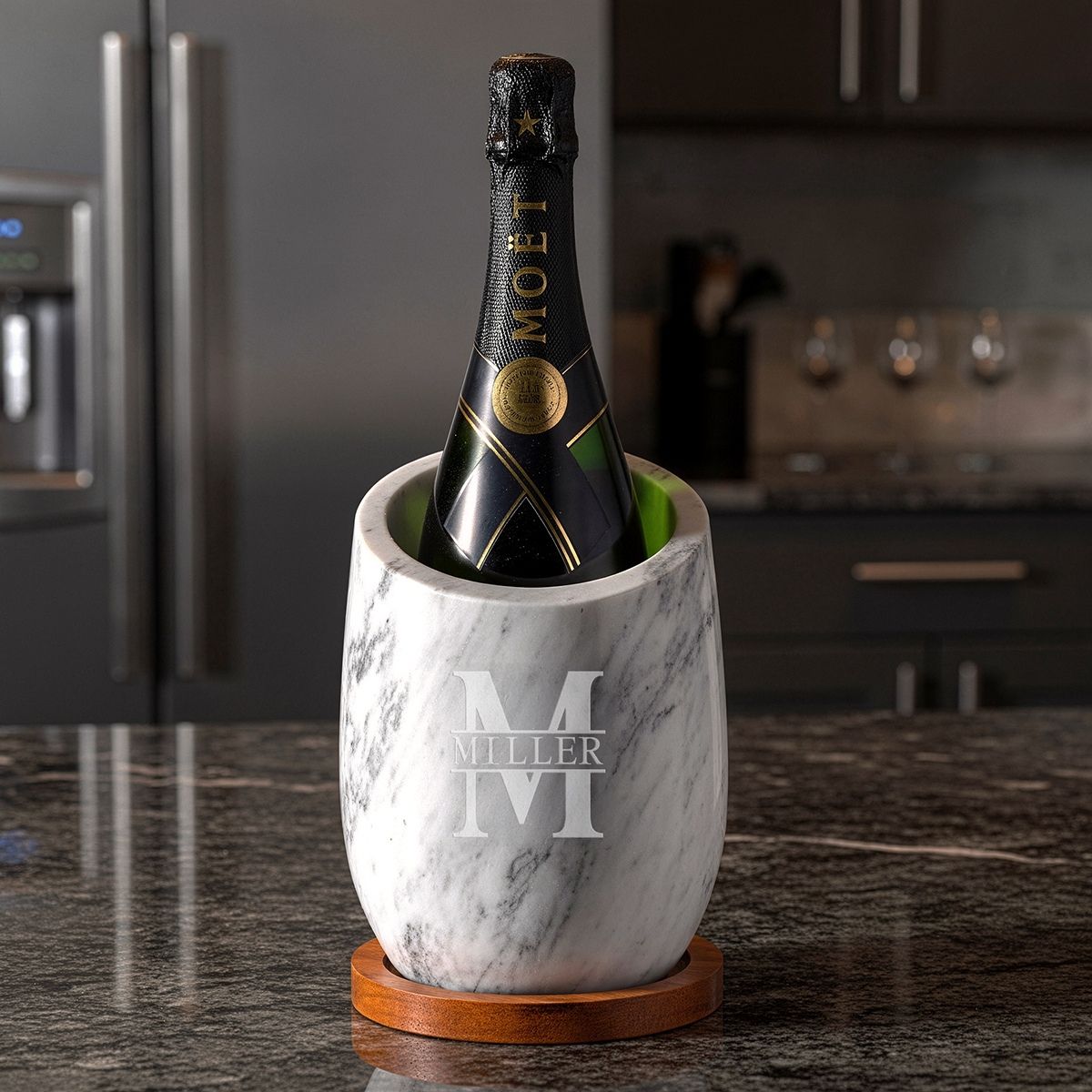 reed slanted marble champagne & wine chiller