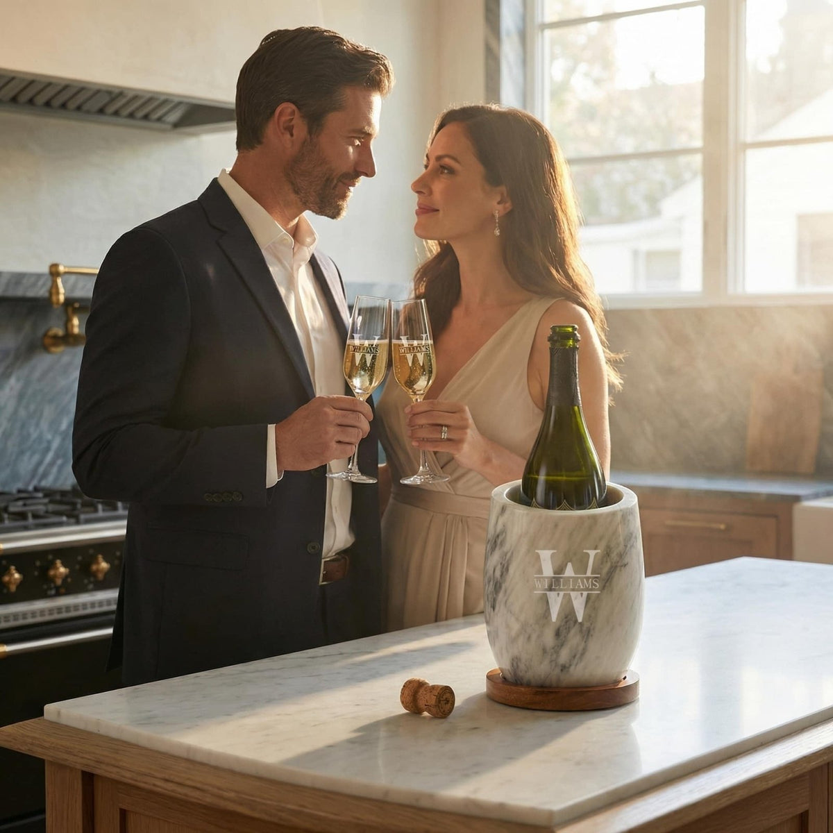 Reed Slanted Marble Champagne & Wine Chiller