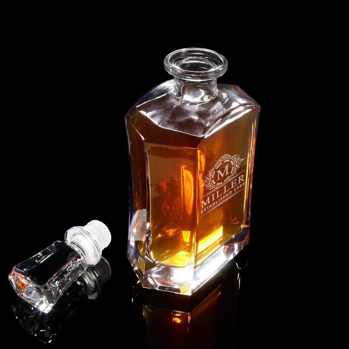 Remington Custom Decanter Set with Rotating Whiskey Glasses