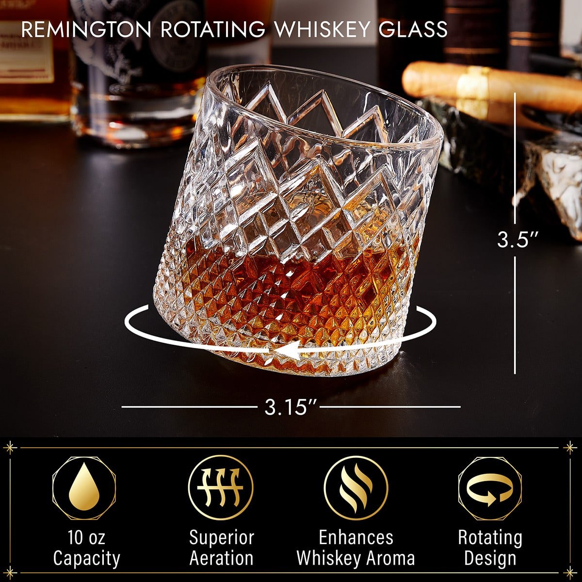 Remington Whiskey Spinning Glass