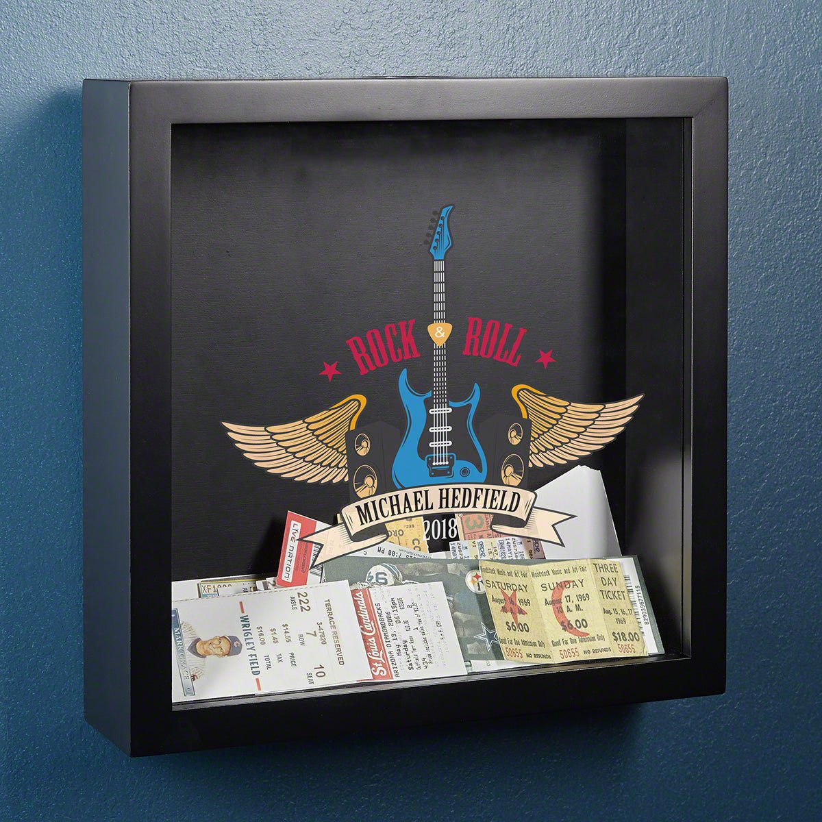 Rock & Roll Custom Concert Ticket Display Case