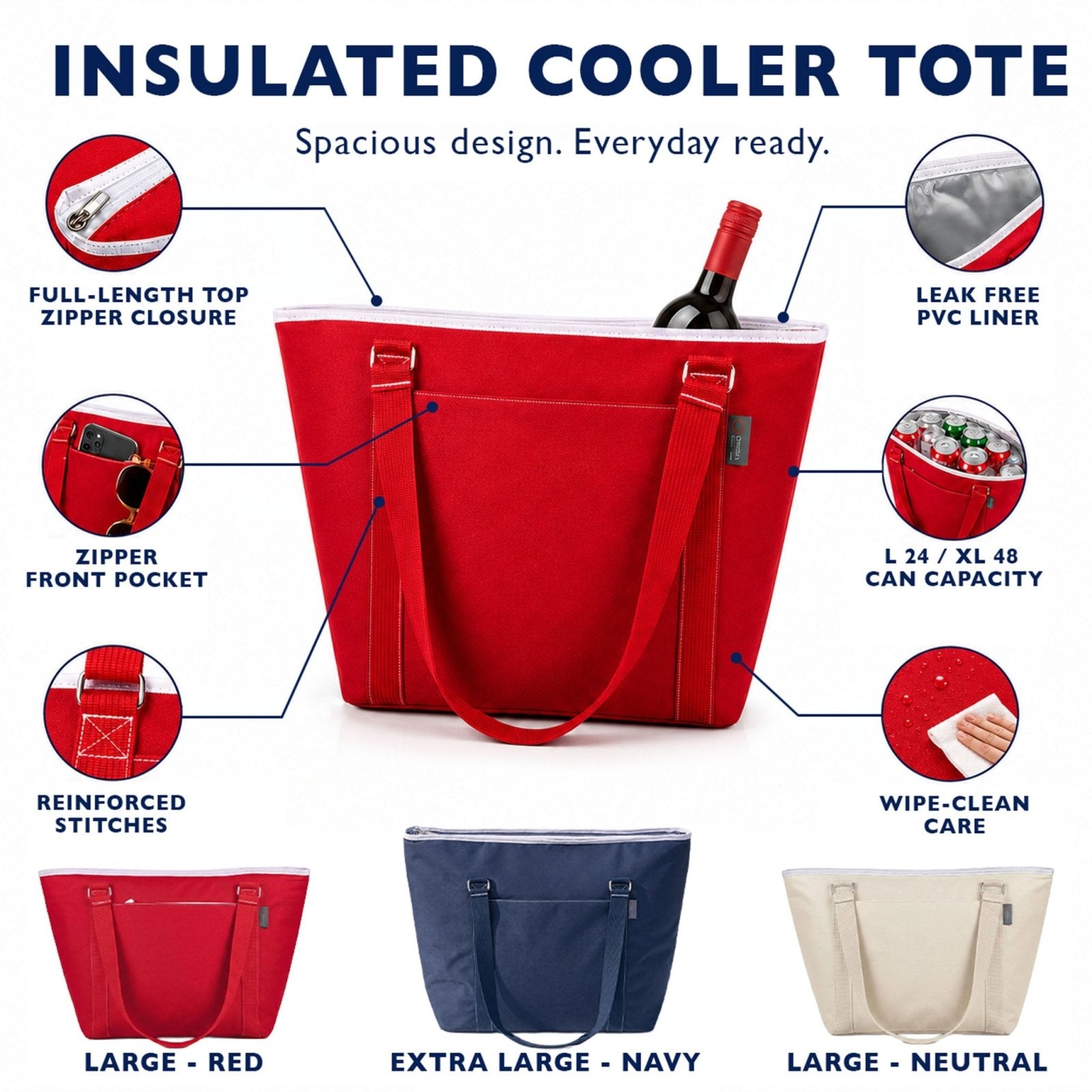 Rothwell 24-48 Can Insulated Cooler Tote Bags