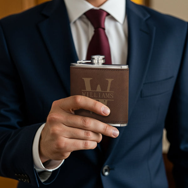 Rustic Personalized Flask Set