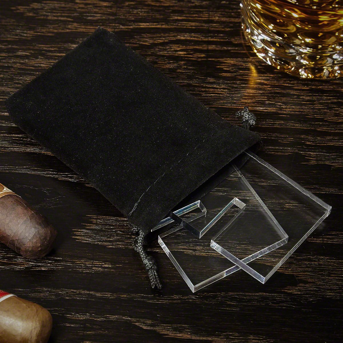 Santiago Cigar Humidor with Custom Cigar Glasses and Accessories