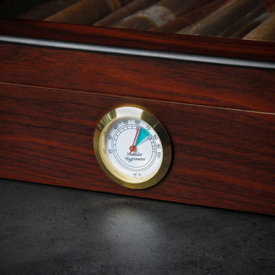 Santiago Humidor Box with Digital Hygrometer, Madagascar Brown