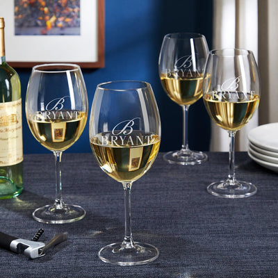 Set of 4 Personalized White Wine Glasses