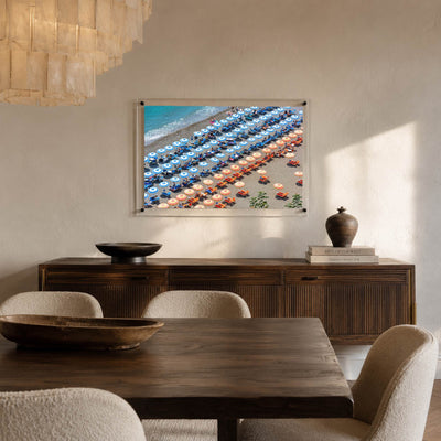 Stripes and Spritz wall art displayed in an elegant rustic dining room