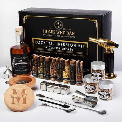 Speakeasy DIY Cocktail Infusion Kit and Whiskey Smoker 24pc - Gifts for Whiskey Lovers