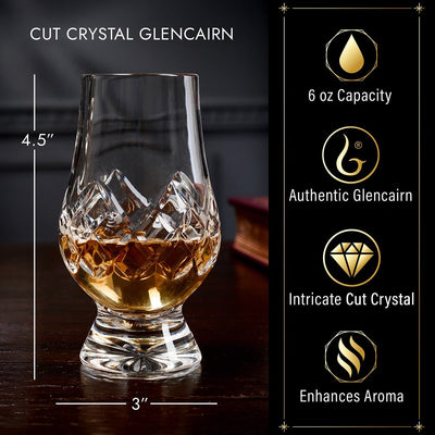 Stanton Cut Glencairn Crystal Glasses + Travel Whiskey Tasting Set