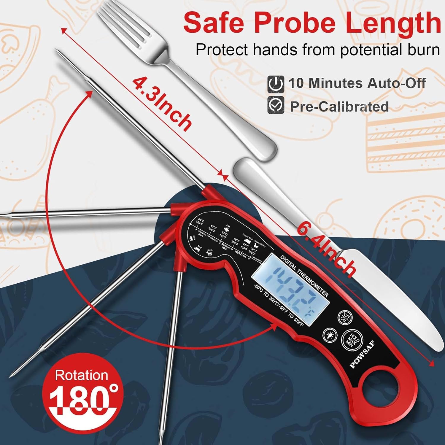 TempTrek Digital Instant Read Meat Thermometer for Cooking