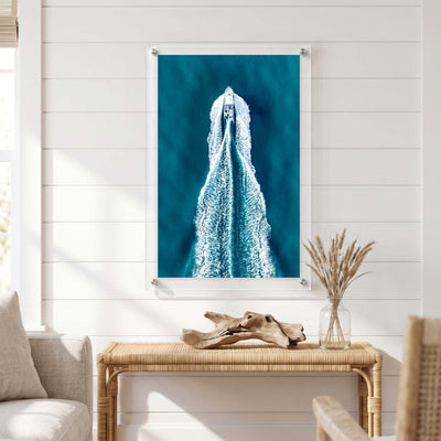 Vertical nautical wall art displayed in a bright room