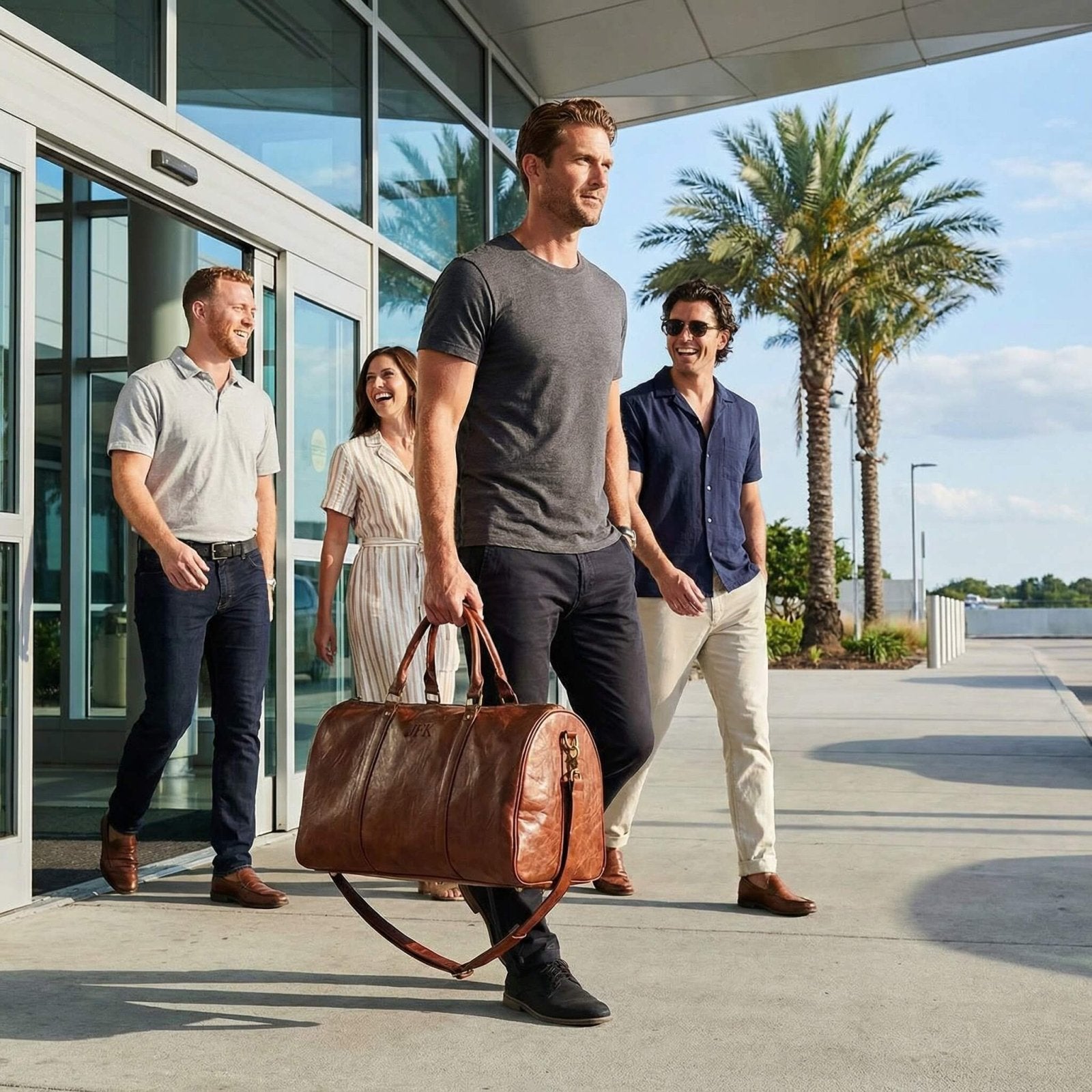 Theodore Mens Duffle Bag, Large Weekend Bag with Suitcase Strap Brown