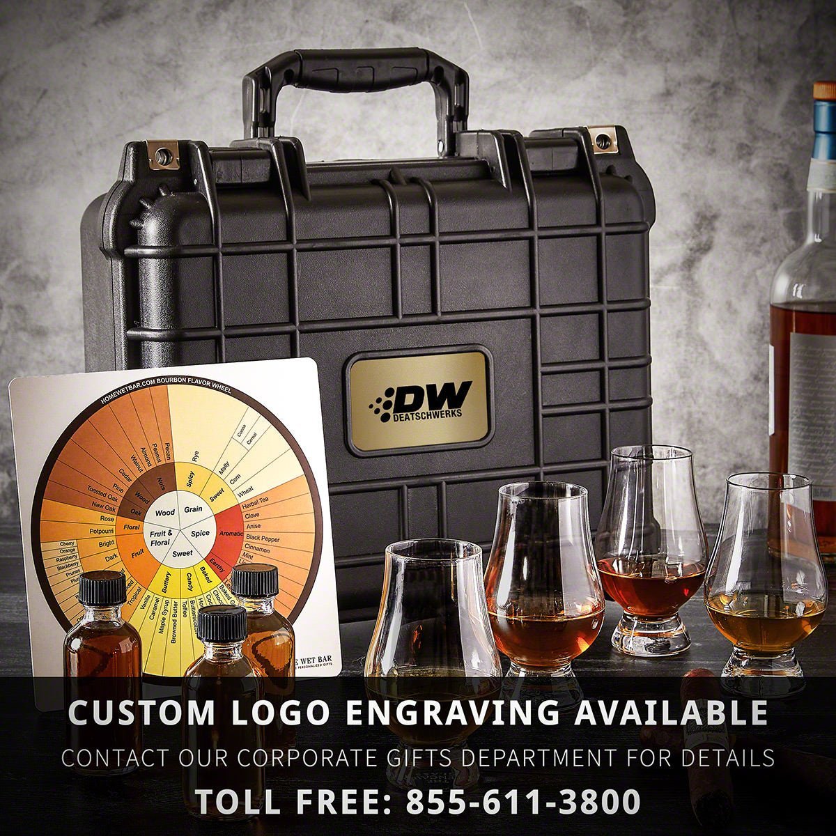 Unbreakable Personalized Glencairn Bourbon Travel Case - 9pc Set