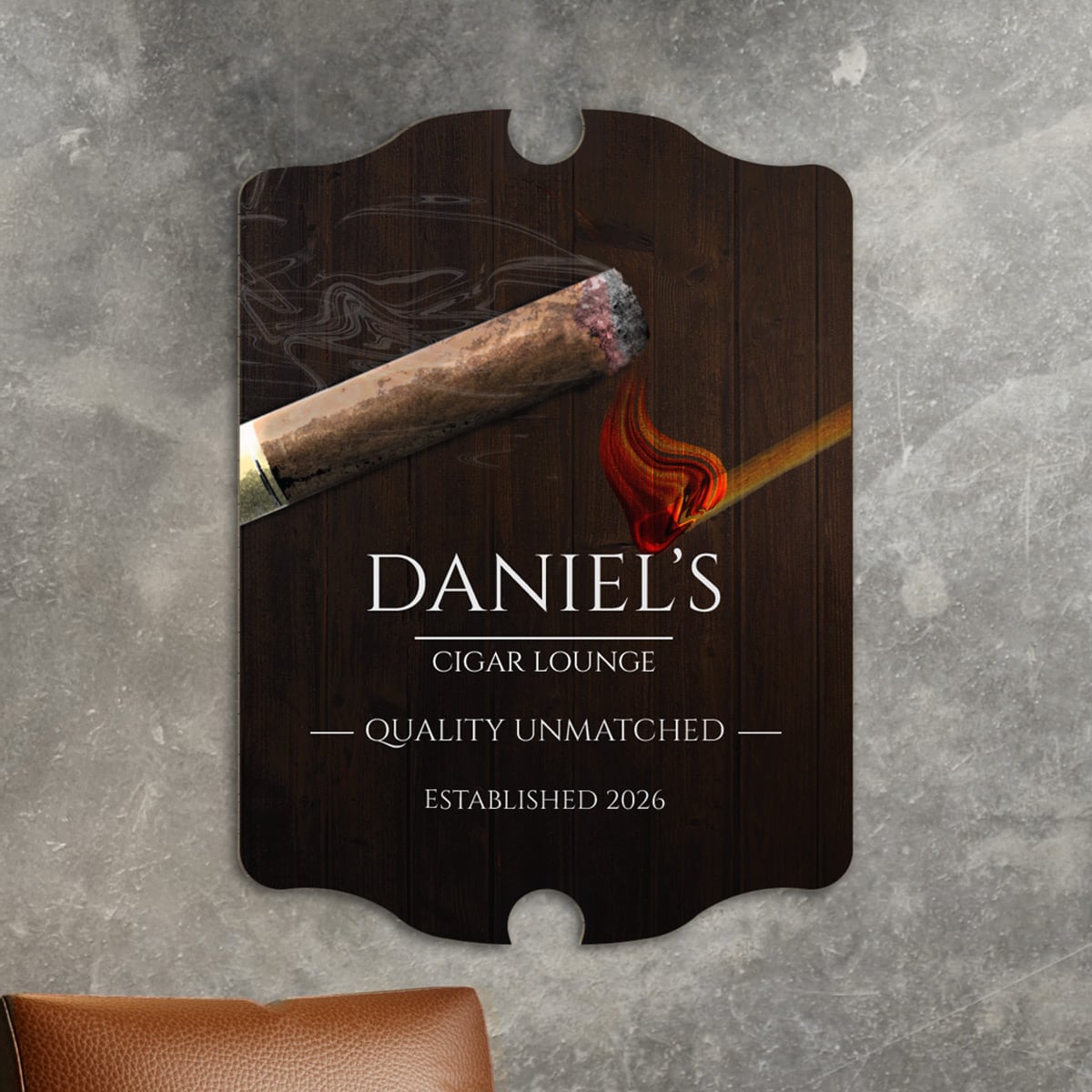 Custom Rustic Wooden Sign – Cigar Room Cocktail Lounge, Handmade In USA