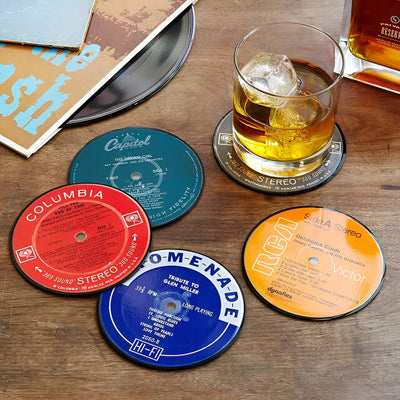 Vintage LP Record Coasters - Set of 6