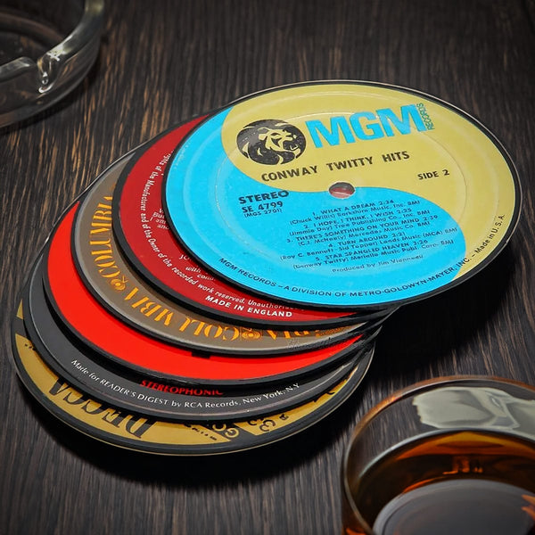 Vinyl Record Coasters Set Of 6 Vintage Coasters Coffee