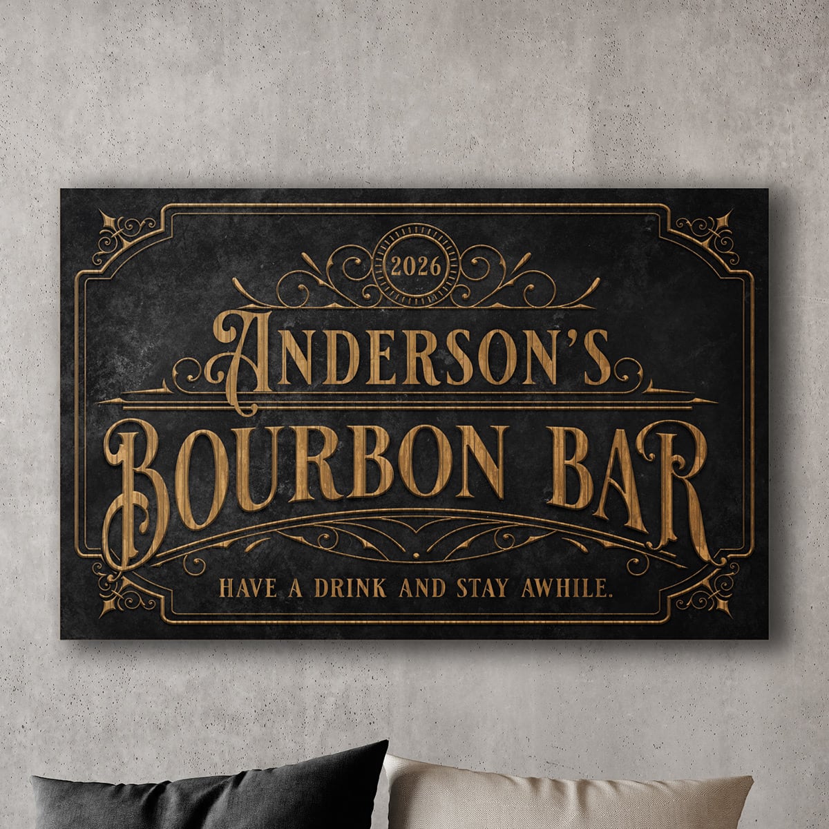 Bourbon Rocks Sign Vintage-Reserve Custom Bourbon Bar Sign - Speakeasy Home Basement Wall