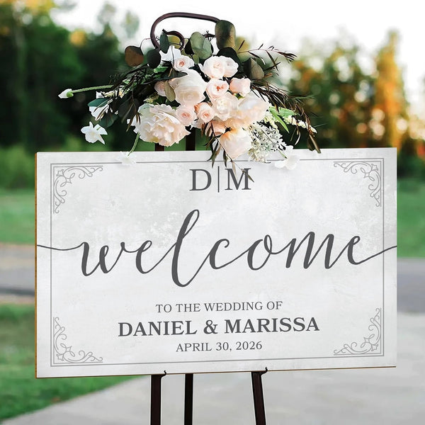Wedding Welcome Sign - Elegant Custom Wooden Reception Sign, Simple Mo
