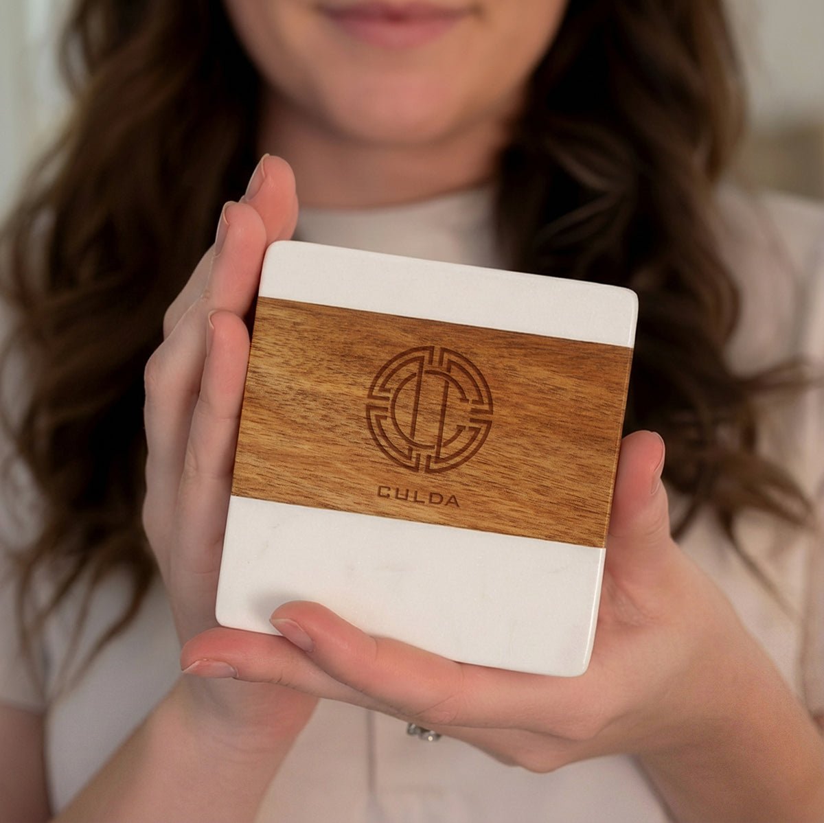 Winslow Custom Marble Coaster Set of 4, White