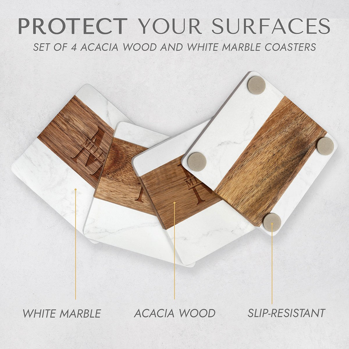 Winslow Custom Marble Coaster Set of 4, White