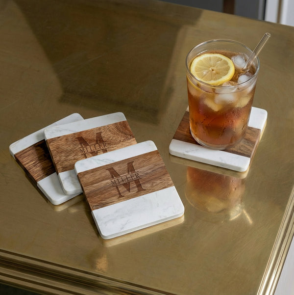 Winslow Custom Marble Coaster Set of 4, White