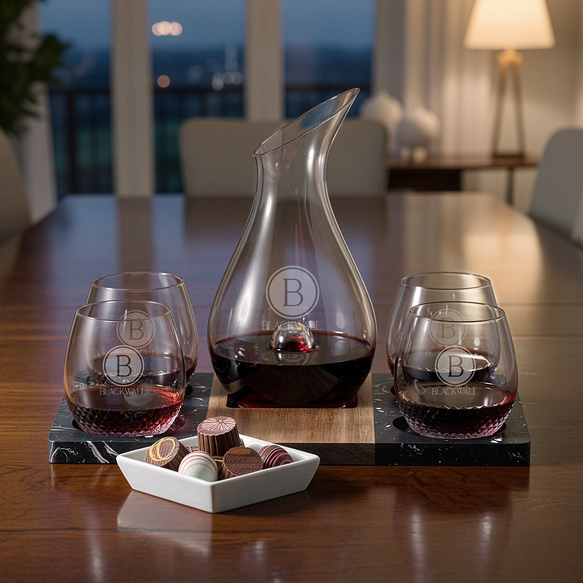 Winslow Serving Tray w/ Bowl - Marble & Wood