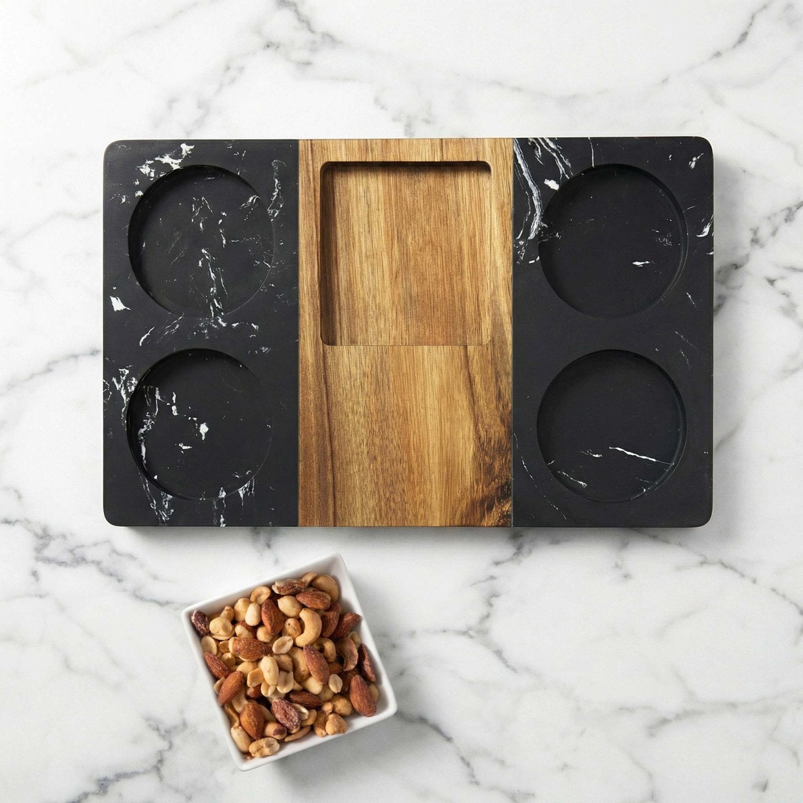Winslow Serving Tray w/ Bowl - Marble & Wood