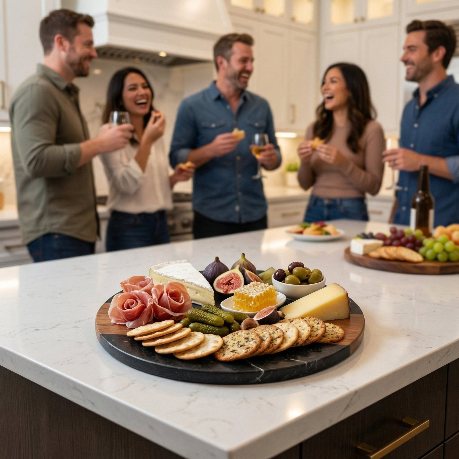 Winslow Wood and Marble Personalized Charcuterie Board, Black 12 inch