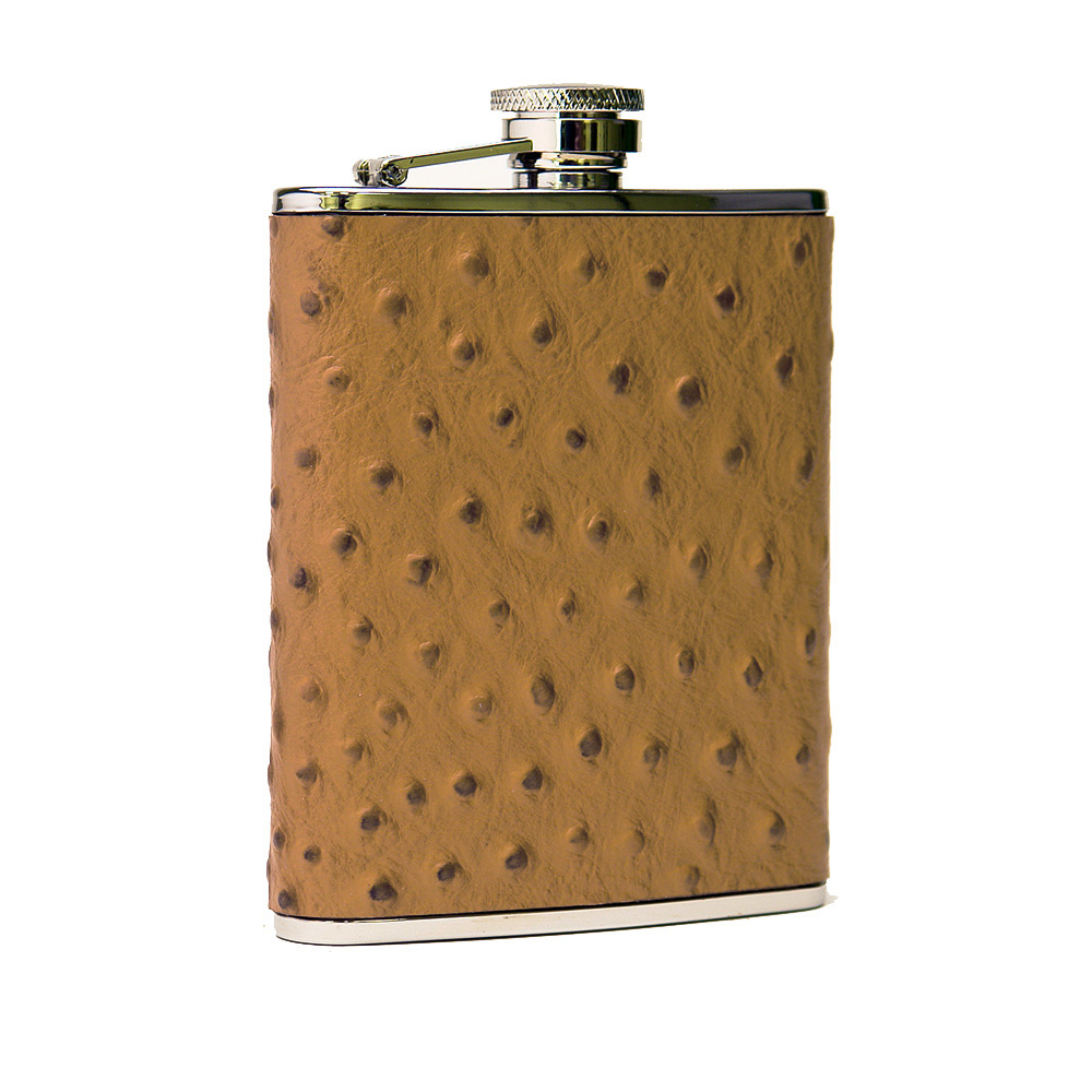 Brown Ostrich Leather Flask