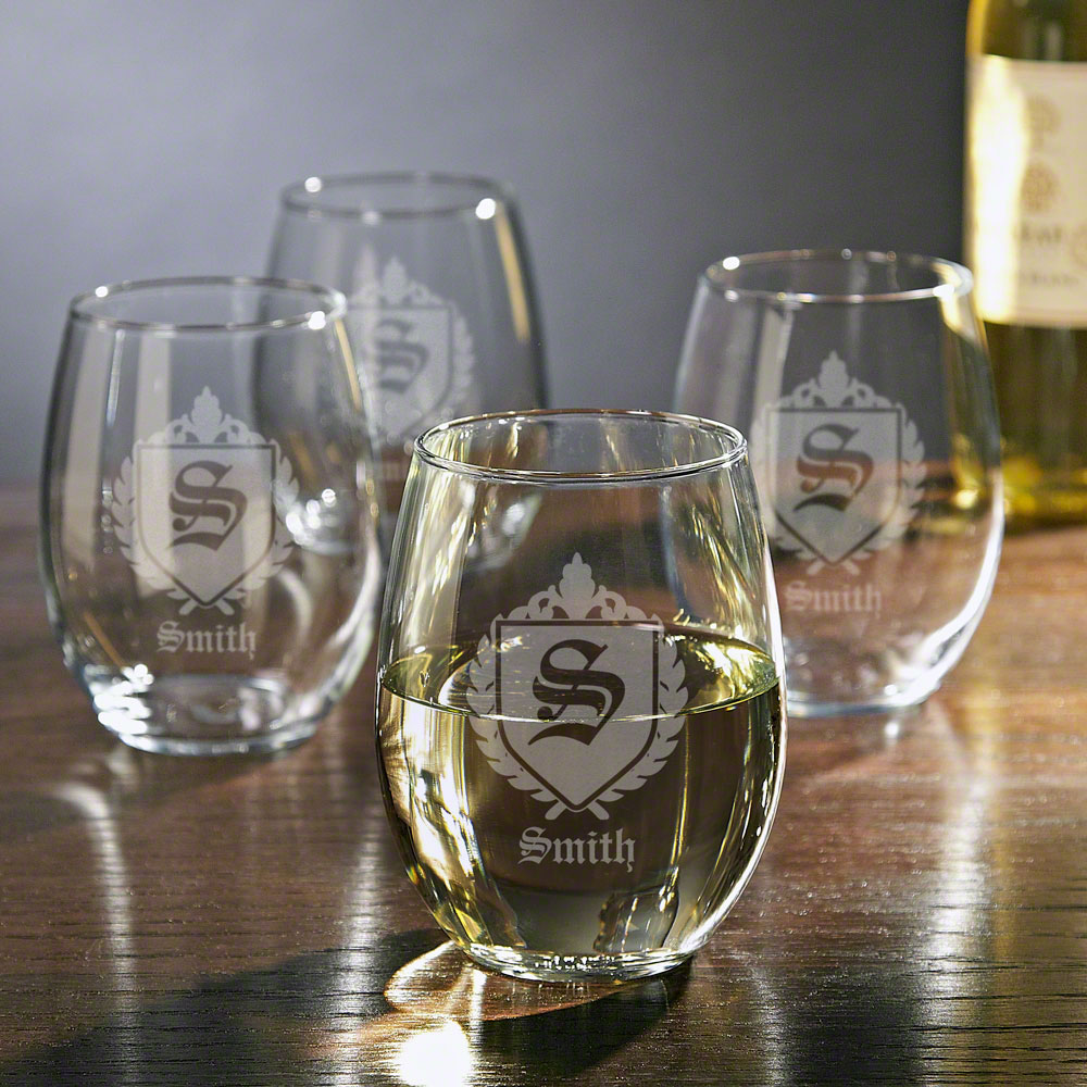 Oxford Personalized Stemless Wine Glasses, Set of 4