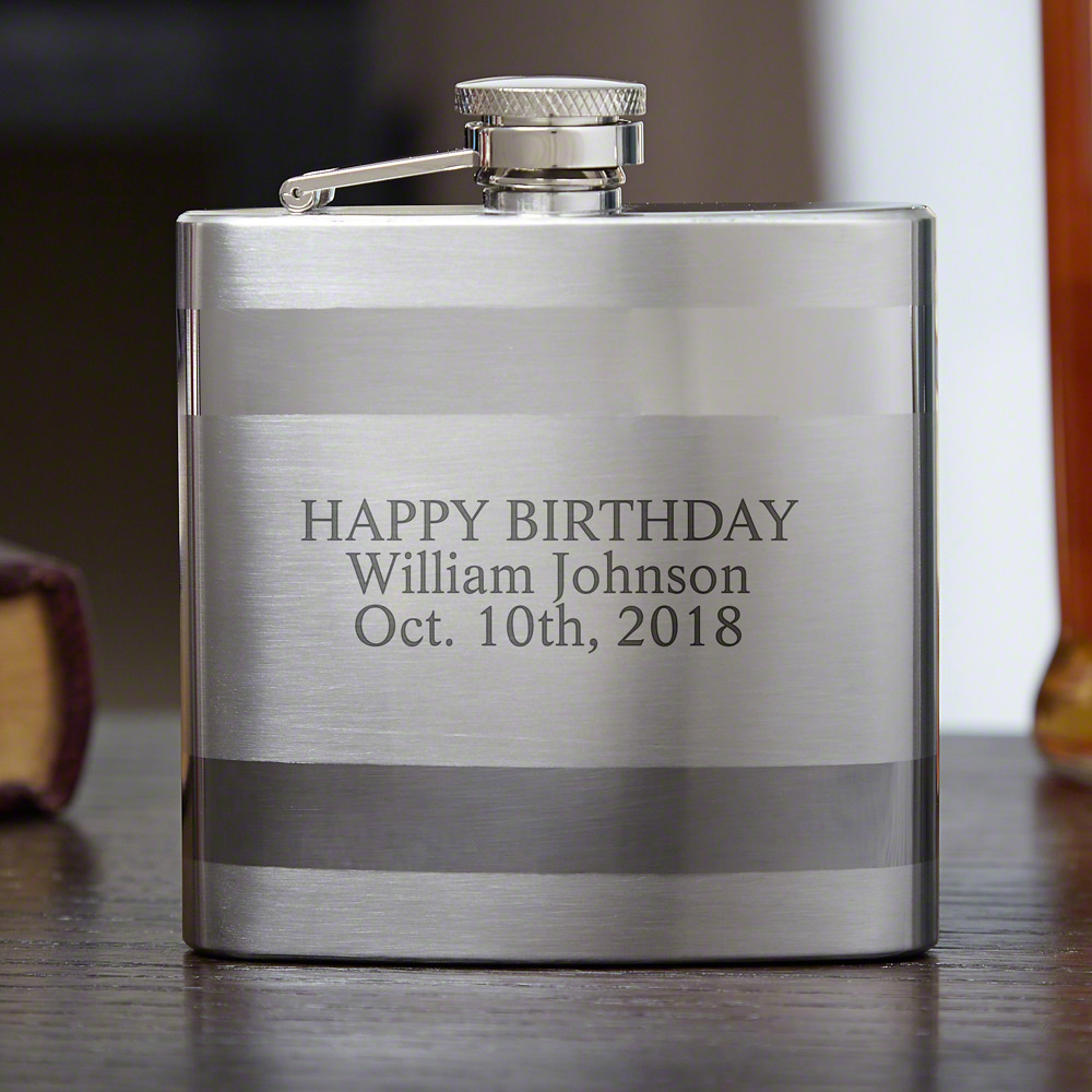 Banded Stainless Steel Flask (Engravable)