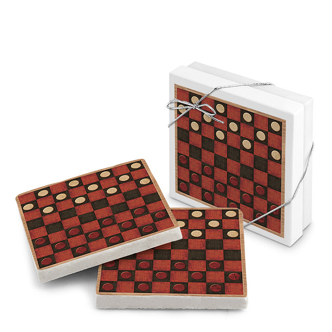 Old-Fashioned Checkerboard Natural Stone Coasters Set of 2