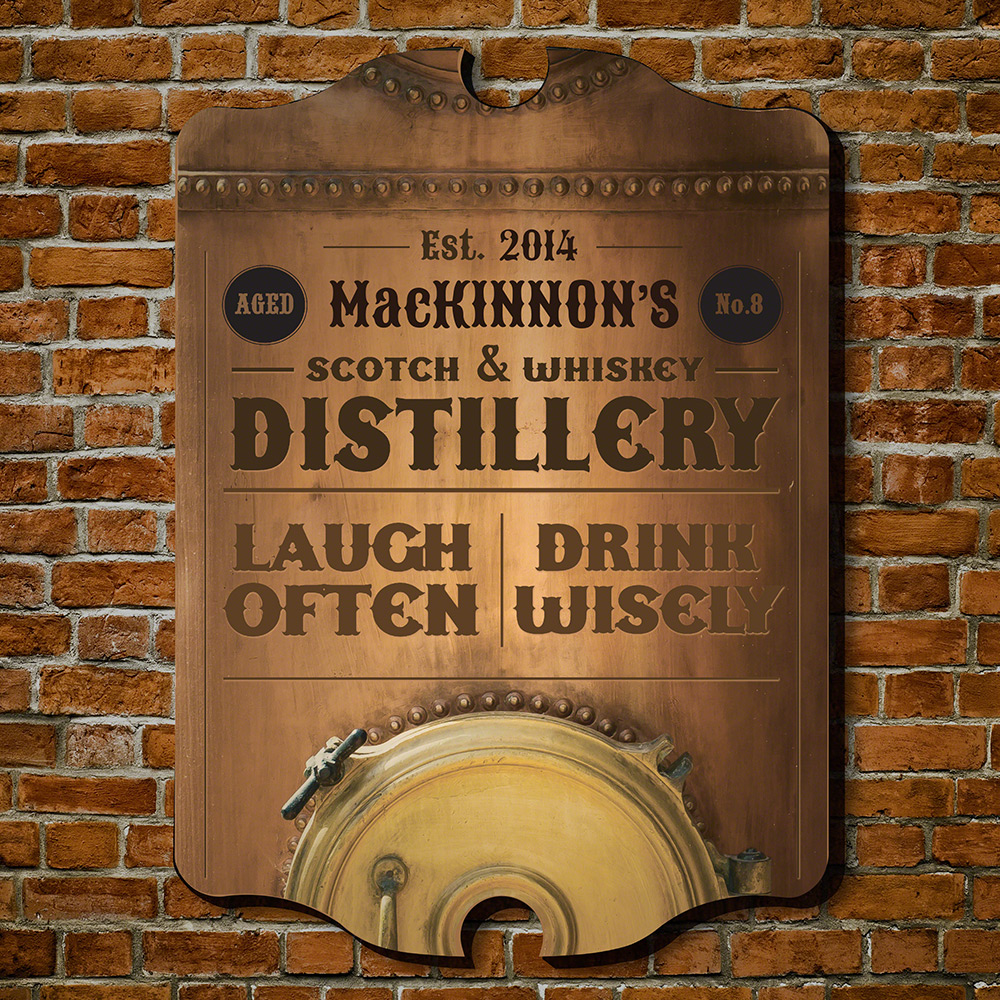 Whiskey Distillery Personalized Bar Sign