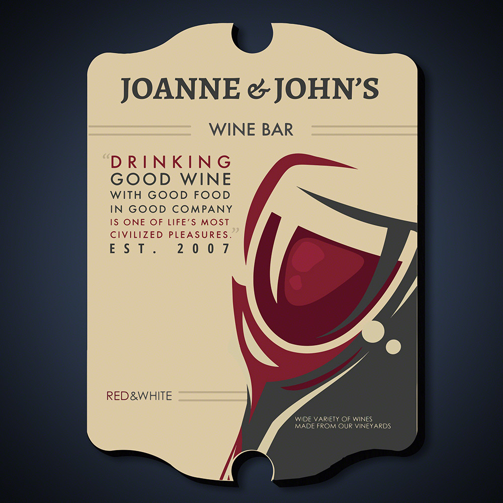 Pleasures of Wine Personalized Bar Sign