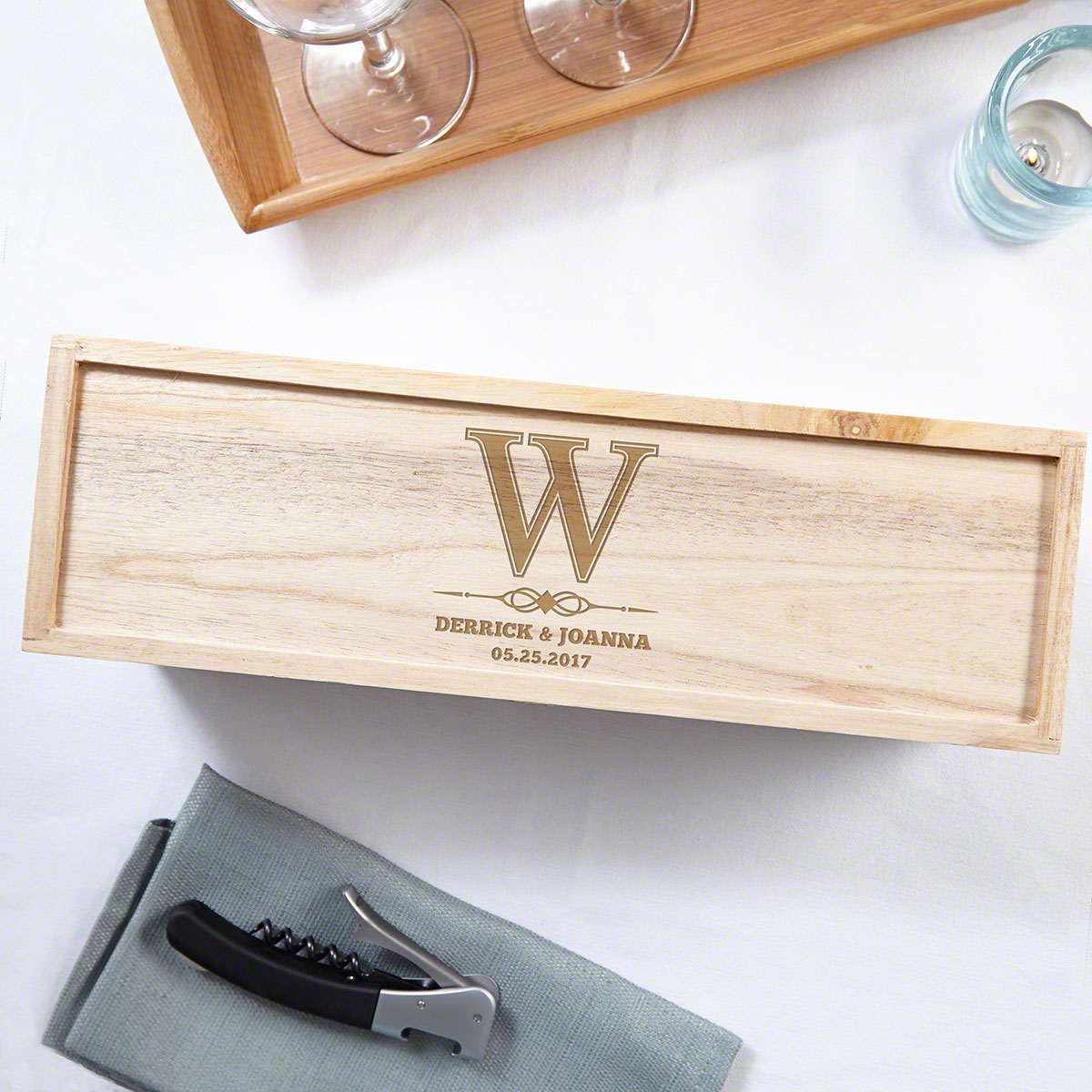 Lyndhurst Personalized Wood Wine Box