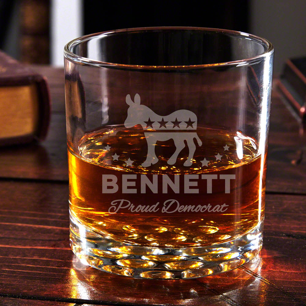 Proud Democrat Personalized Whiskey Glass