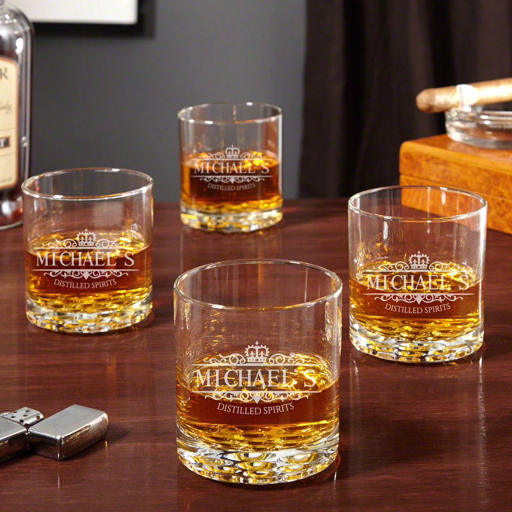 Buckman Kensington Personalized Whiskey Glasses, Set of 4